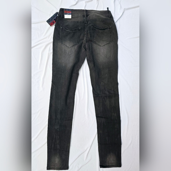BONGO Juniors Side Lace Up Skinny Jeans, Black Wash- 1 Junior - Picture 7 of 10